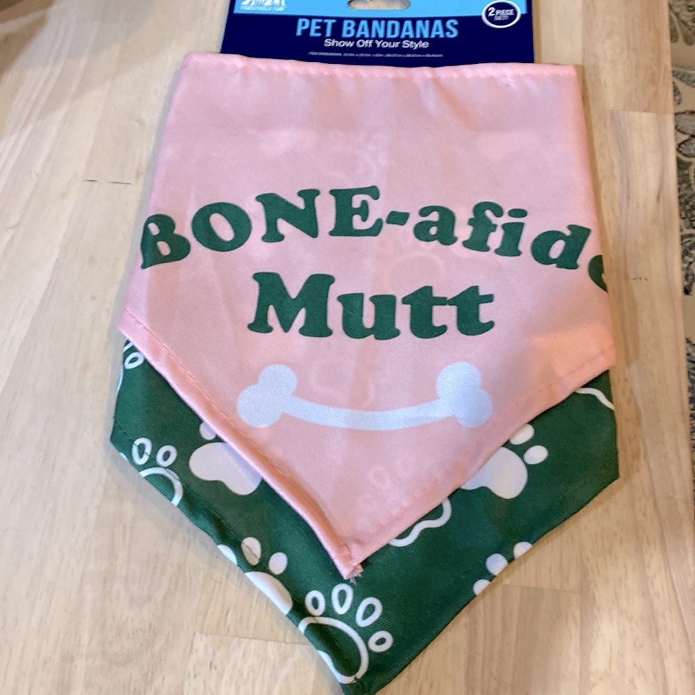 Doggie Pink & Green Double Pack Bandanas by Pawsitively Fun.
